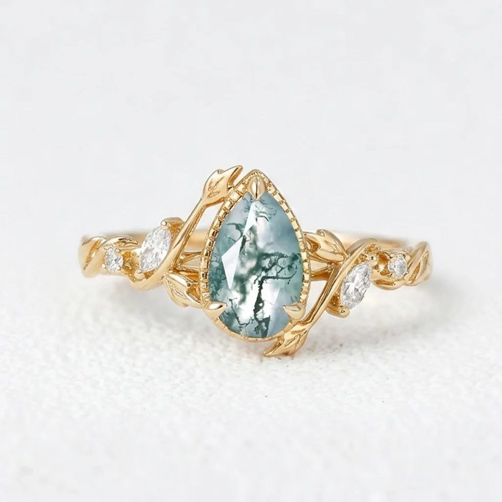 Hazel’s Thicket | Moss Agate Engagement Ring