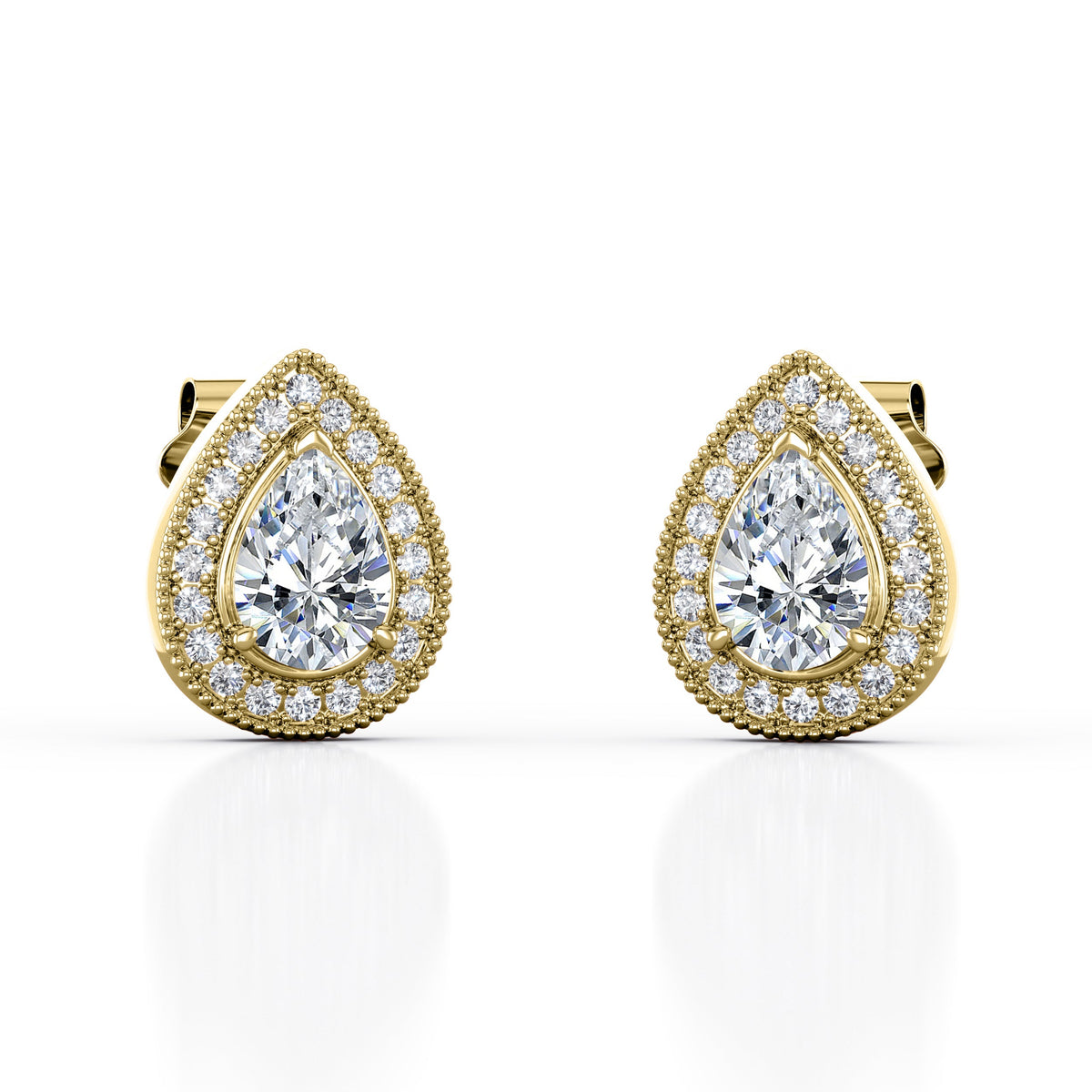 Milgrain Set Moissanite and Diamond Stud Earrings