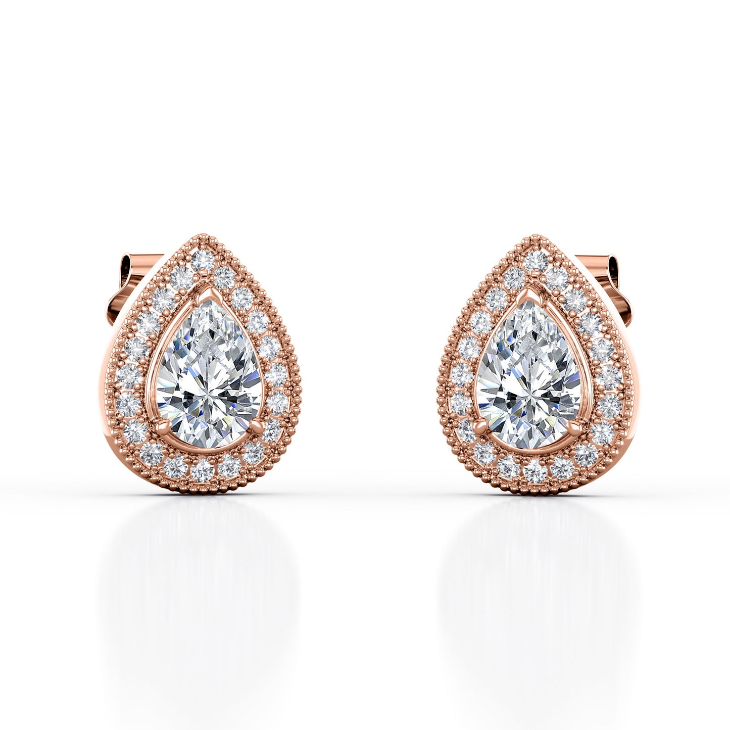 Milgrain Set Moissanite and Diamond Stud Earrings