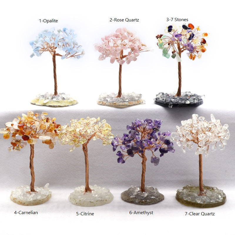 Crystal Tree of Life Decor - Home Feng Shui Decor - Natural Gemstone Bonsai Tree Figurine - New!
