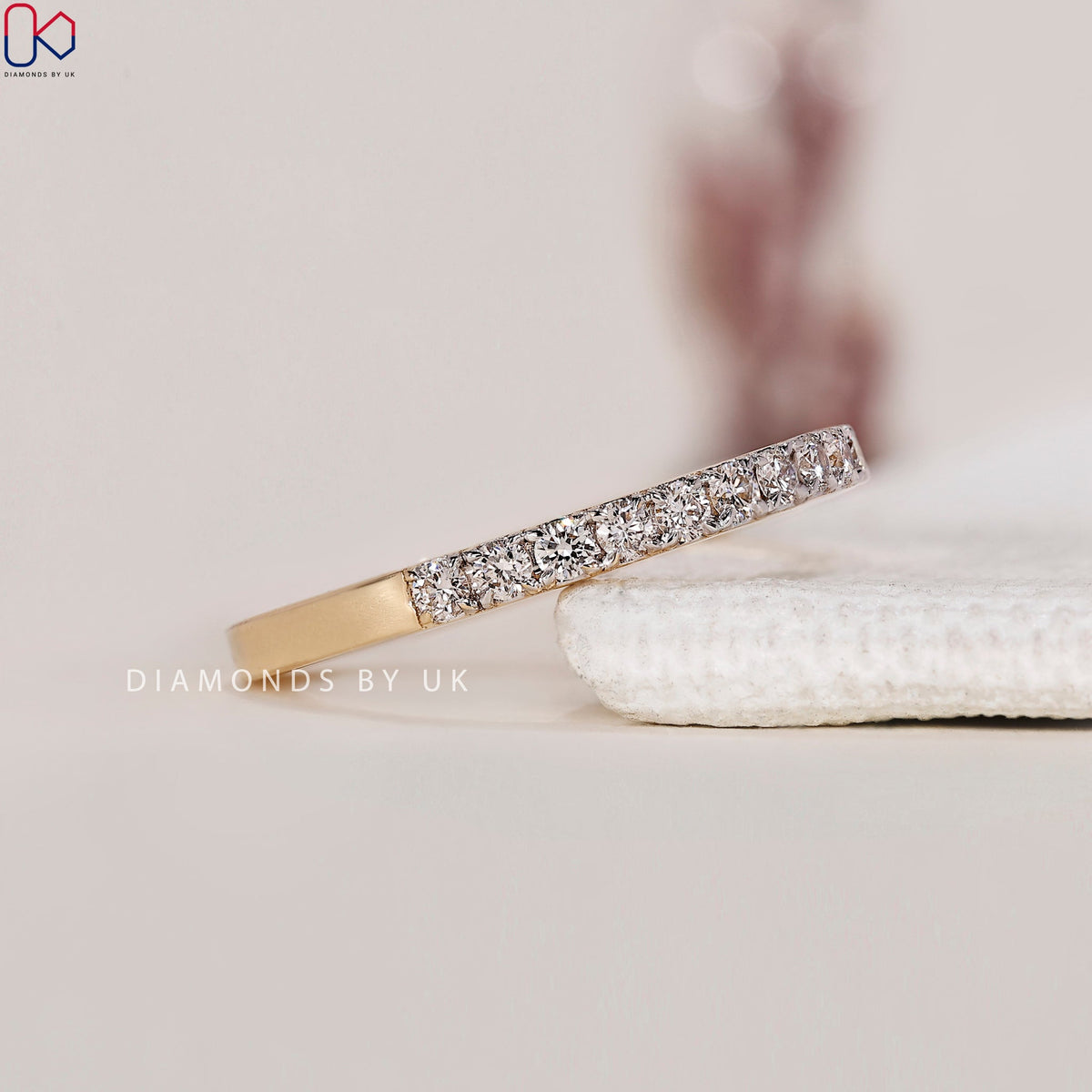 Round Diamond Two Tone Wedding Band