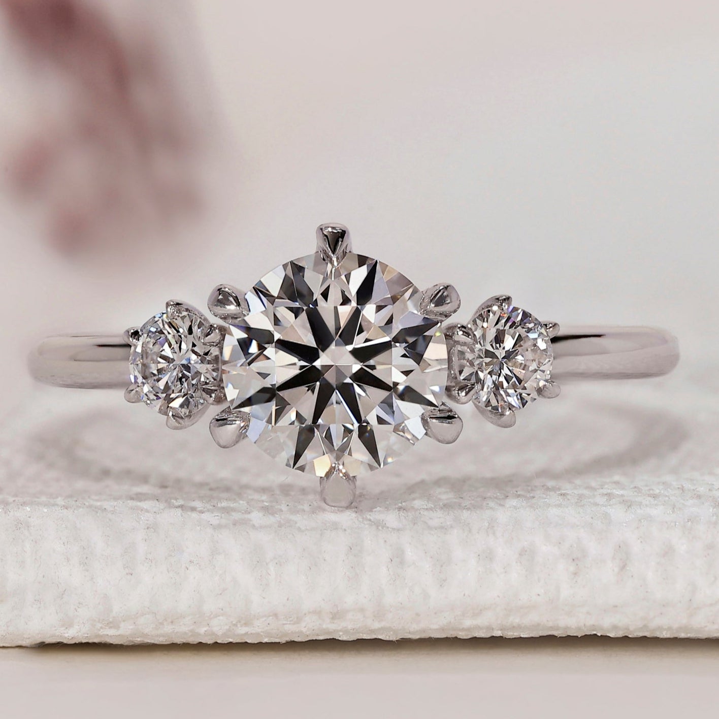 Three Stone Diamond Ring - Round Cut Diamond