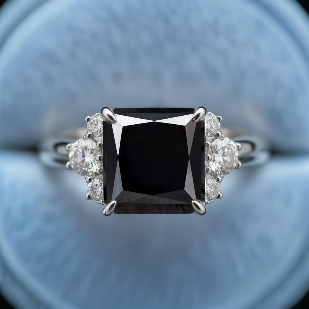 Nyx‘s Nebula | Princess Cut Onyx Engagement Ring
