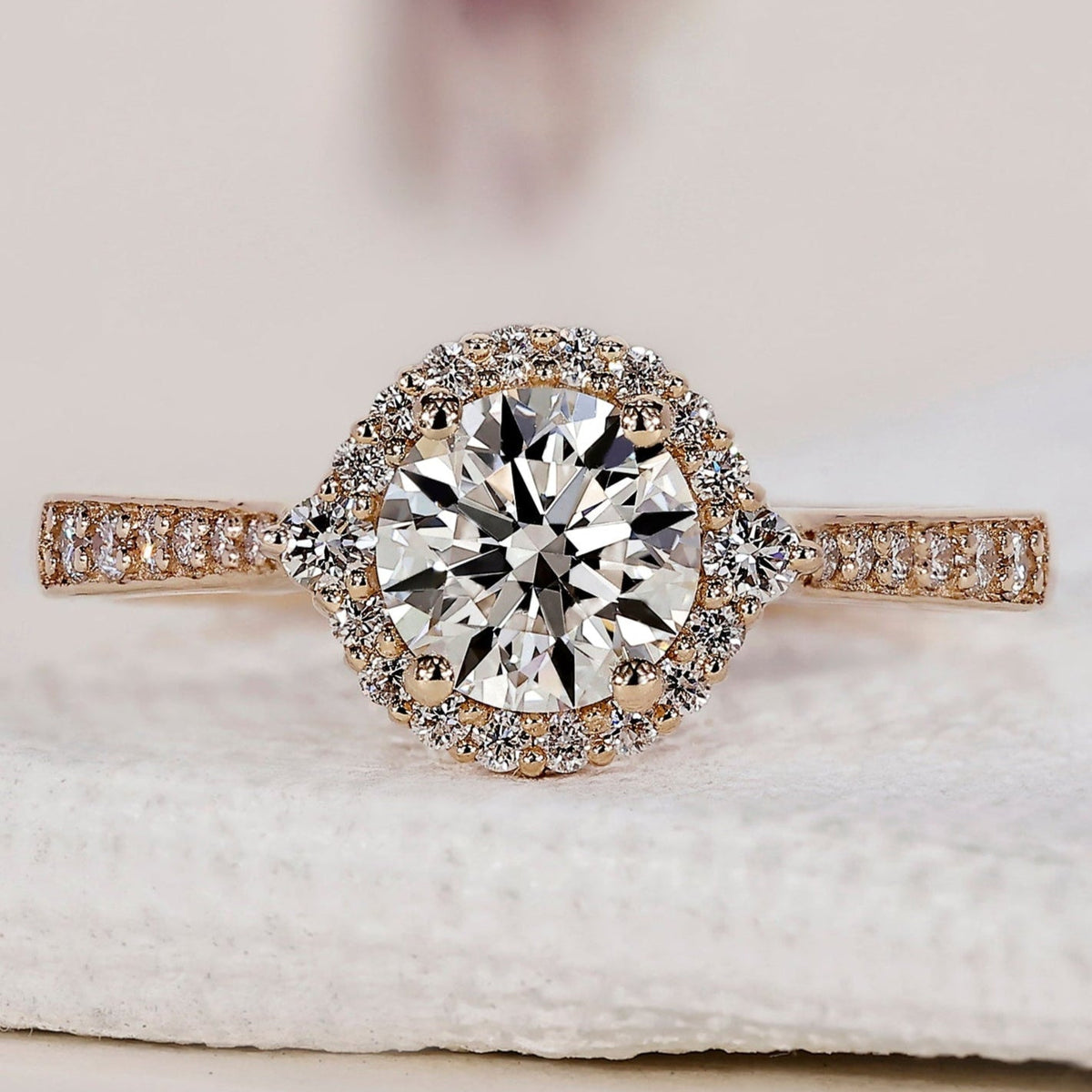 Round Cut  Halo Diamond Engagement Ring