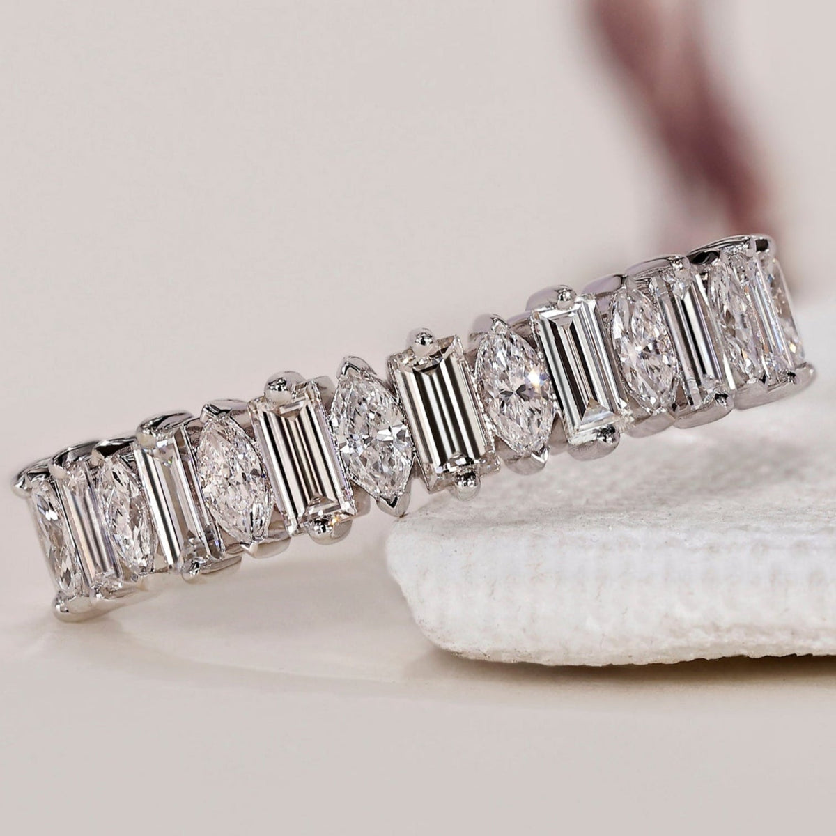 Diamond Half Eternity Band – Baguette and Marquise Diamonds