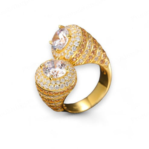 Yellow Gold Plated 925 Silver Iced Out VVS Moissanite Teardrop Ring