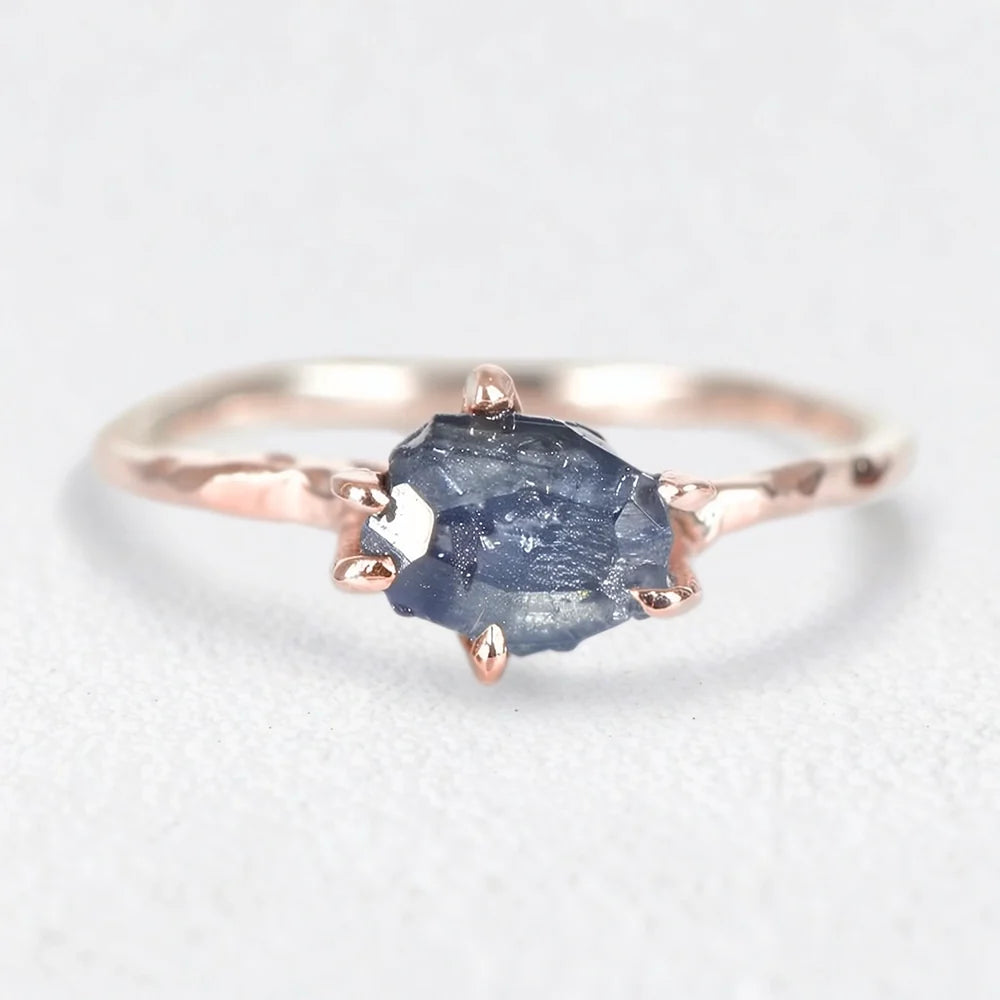 Gaia’s Gem | Organic Raw Sapphire Solitaire Engagement Ring