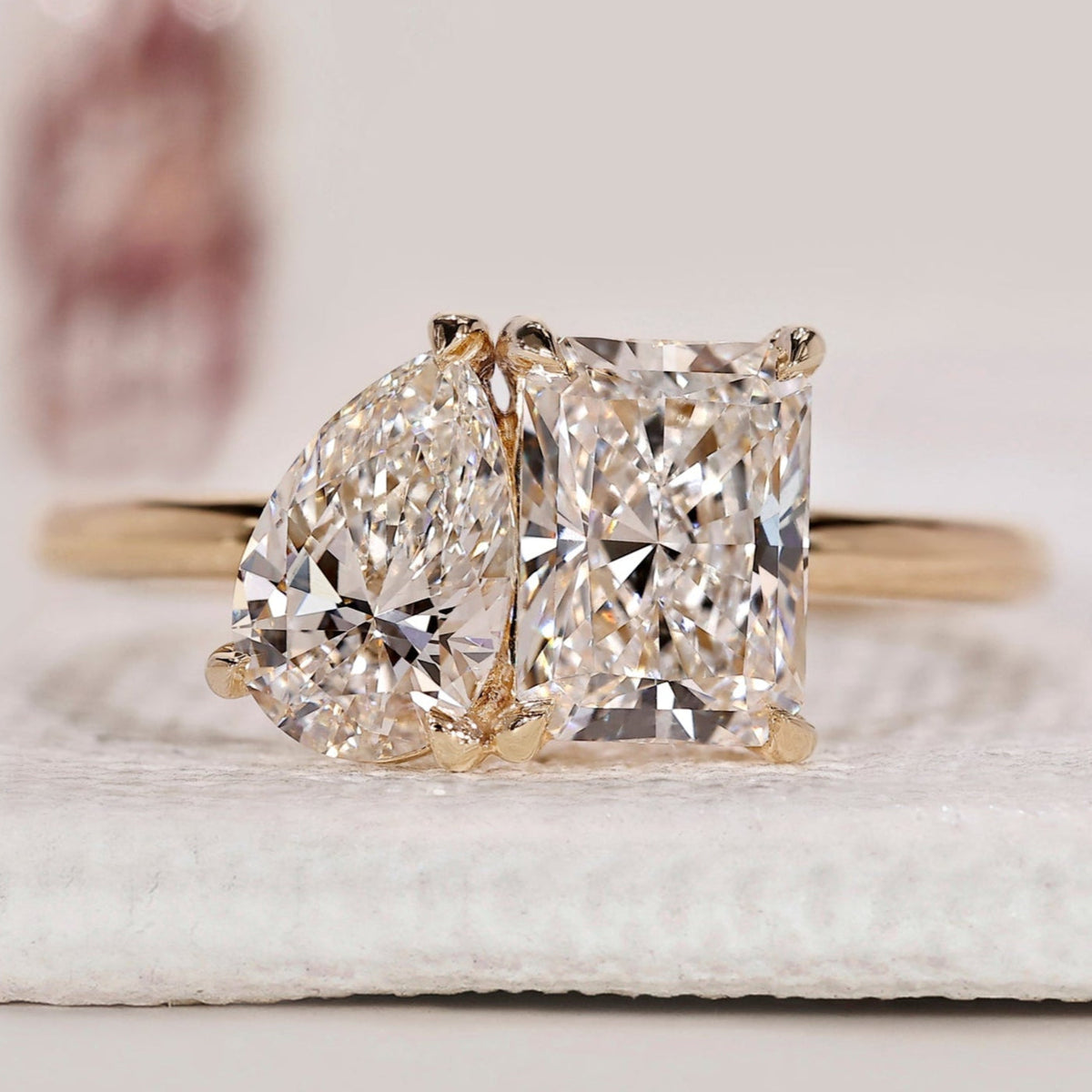 Radiant and Pear Cut Toi Et Moi Ring