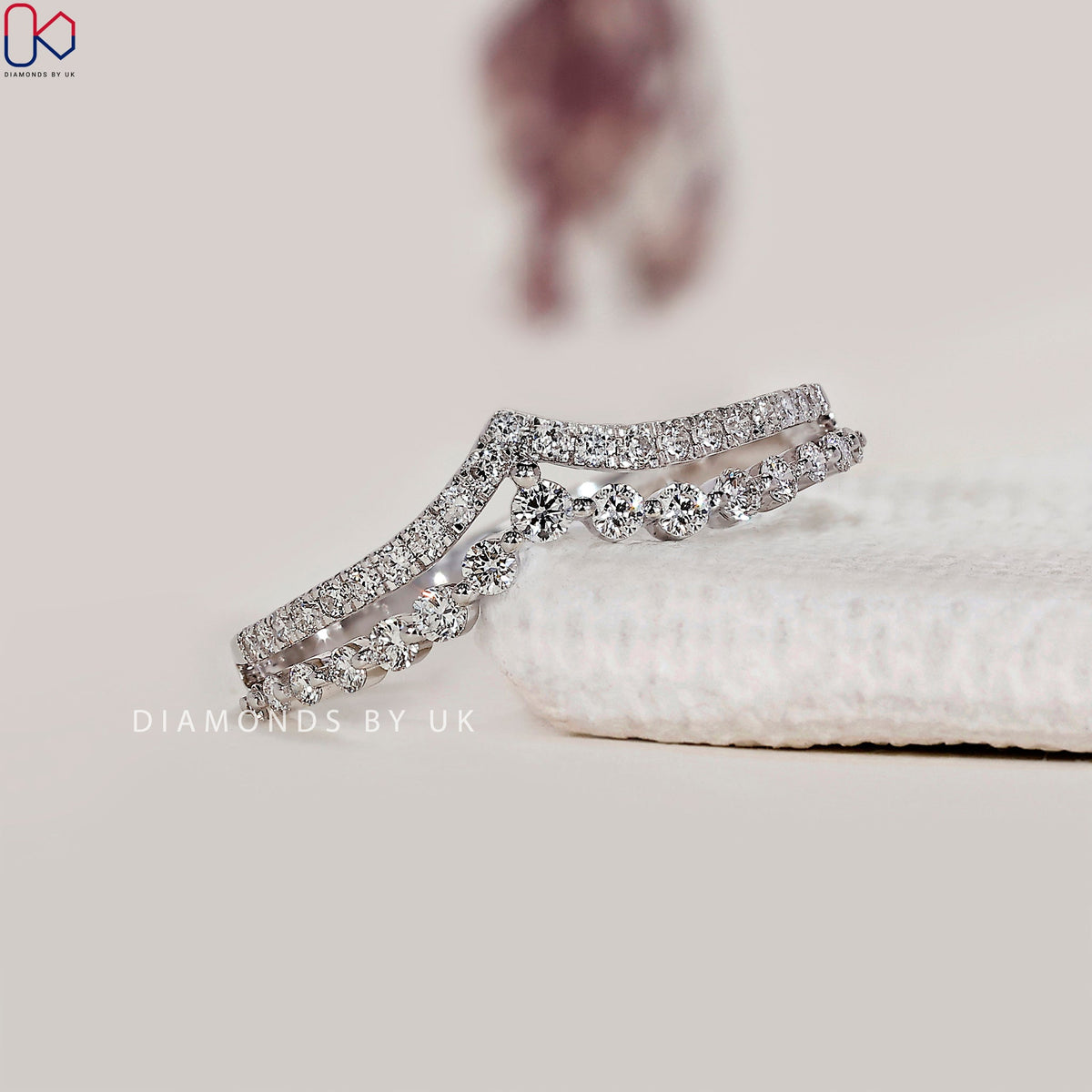 Round Cut Double Row Diamond Band