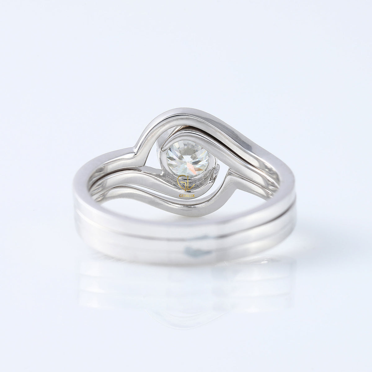 1 Ct Round Cut Lab Grown Diamond Solitaire Bypass Trio Ring Set