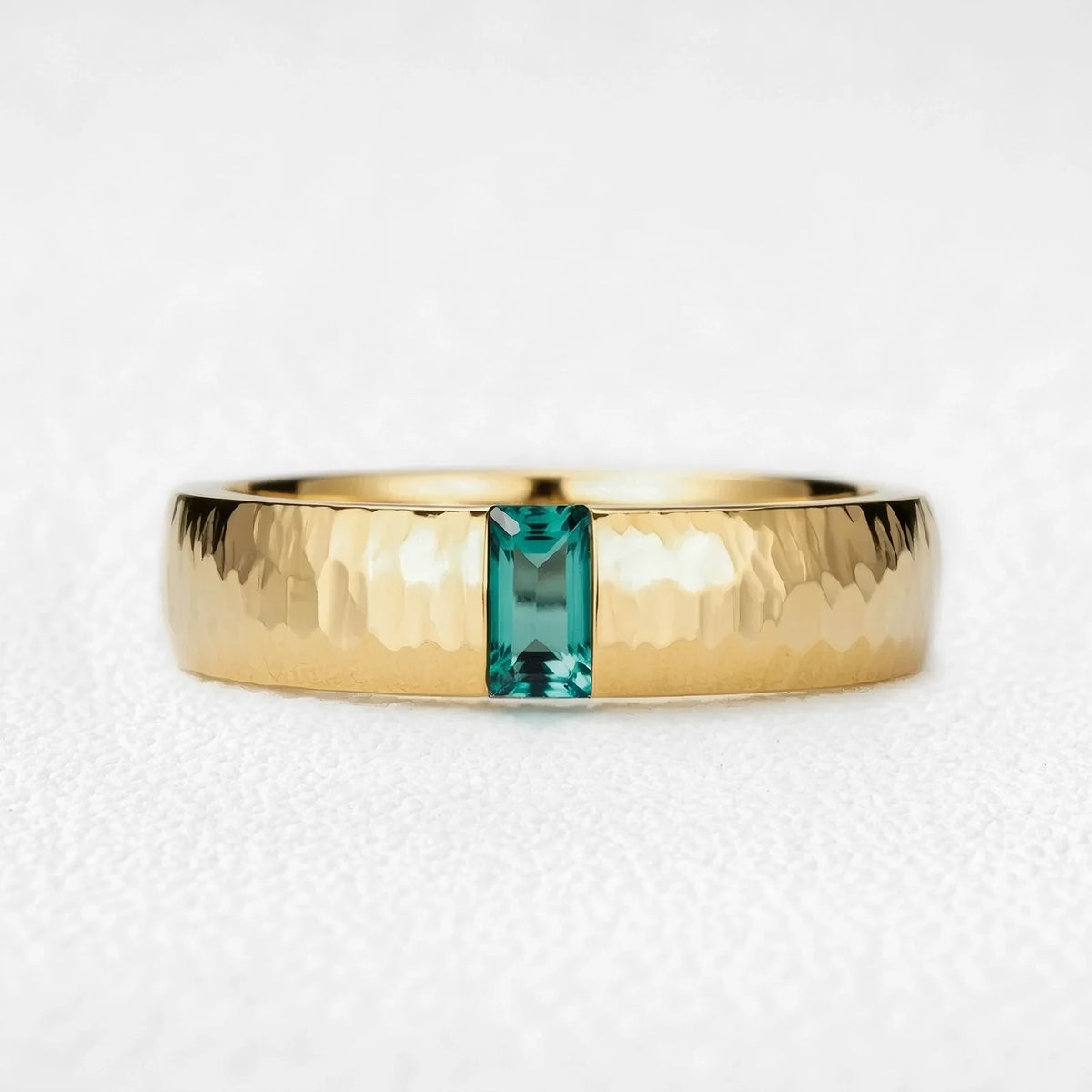 Eleonora’s Keystone | Vintage 2CT Marquise Diamond & Hammered Emerald Couple Set