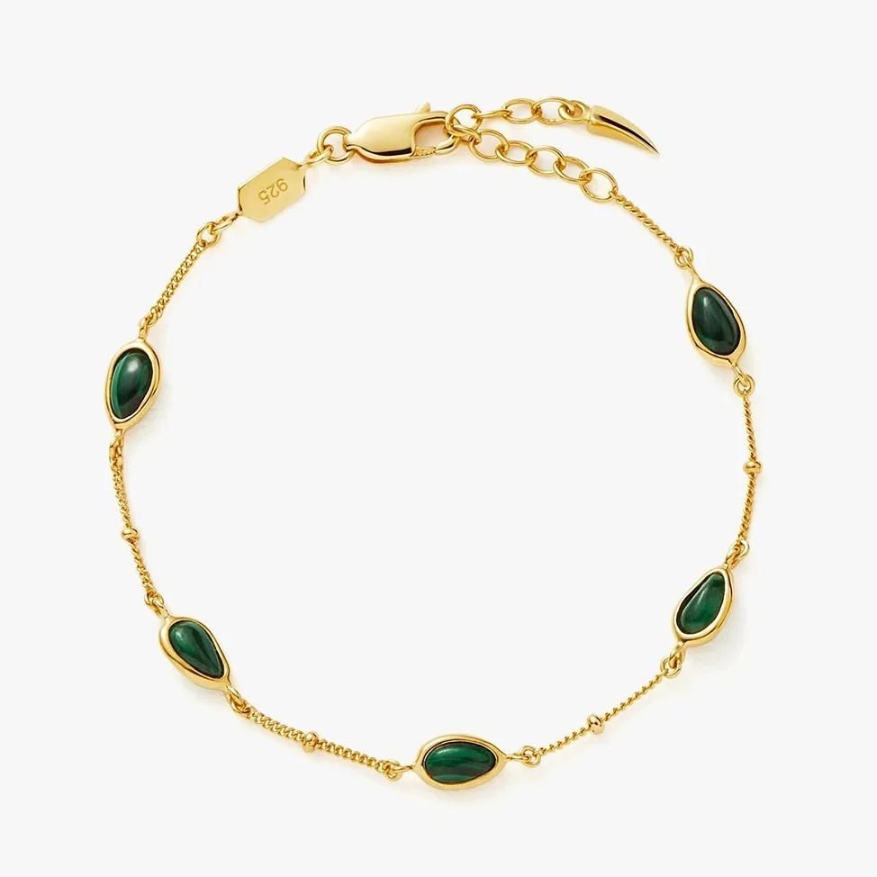 18K Gold Vermeil Magma Gemstone Charm Bracelet