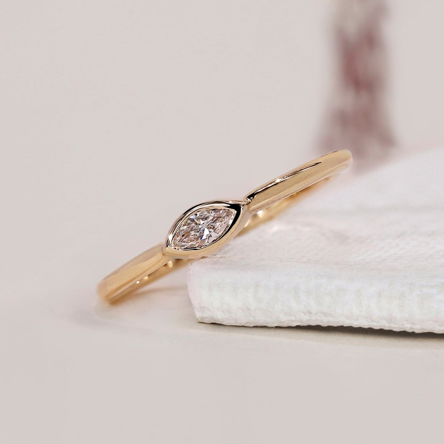 Marquise Diamond Engagement Ring - Bezel Setting