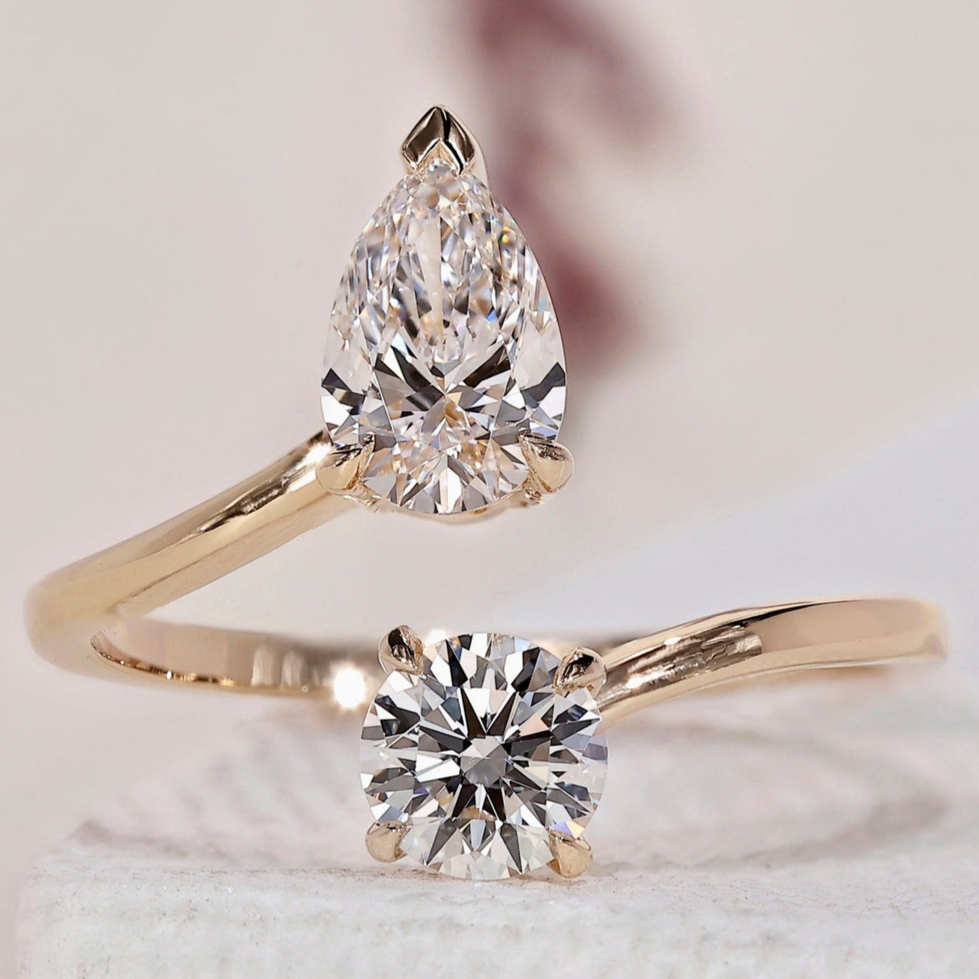 Toi et Moi Engagement Ring – Pear and Round Diamond