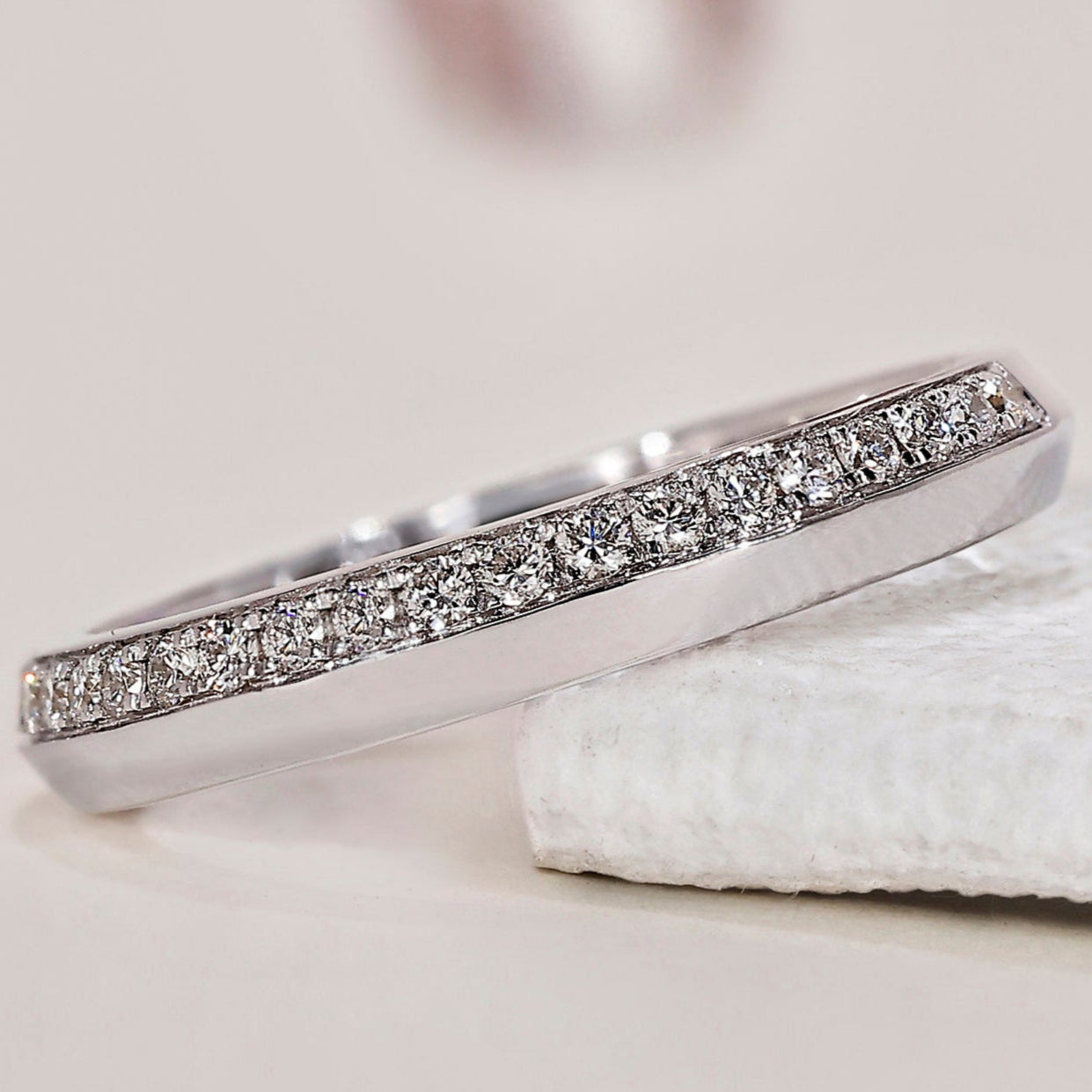Knife Edge Wedding Band – Half Eternity