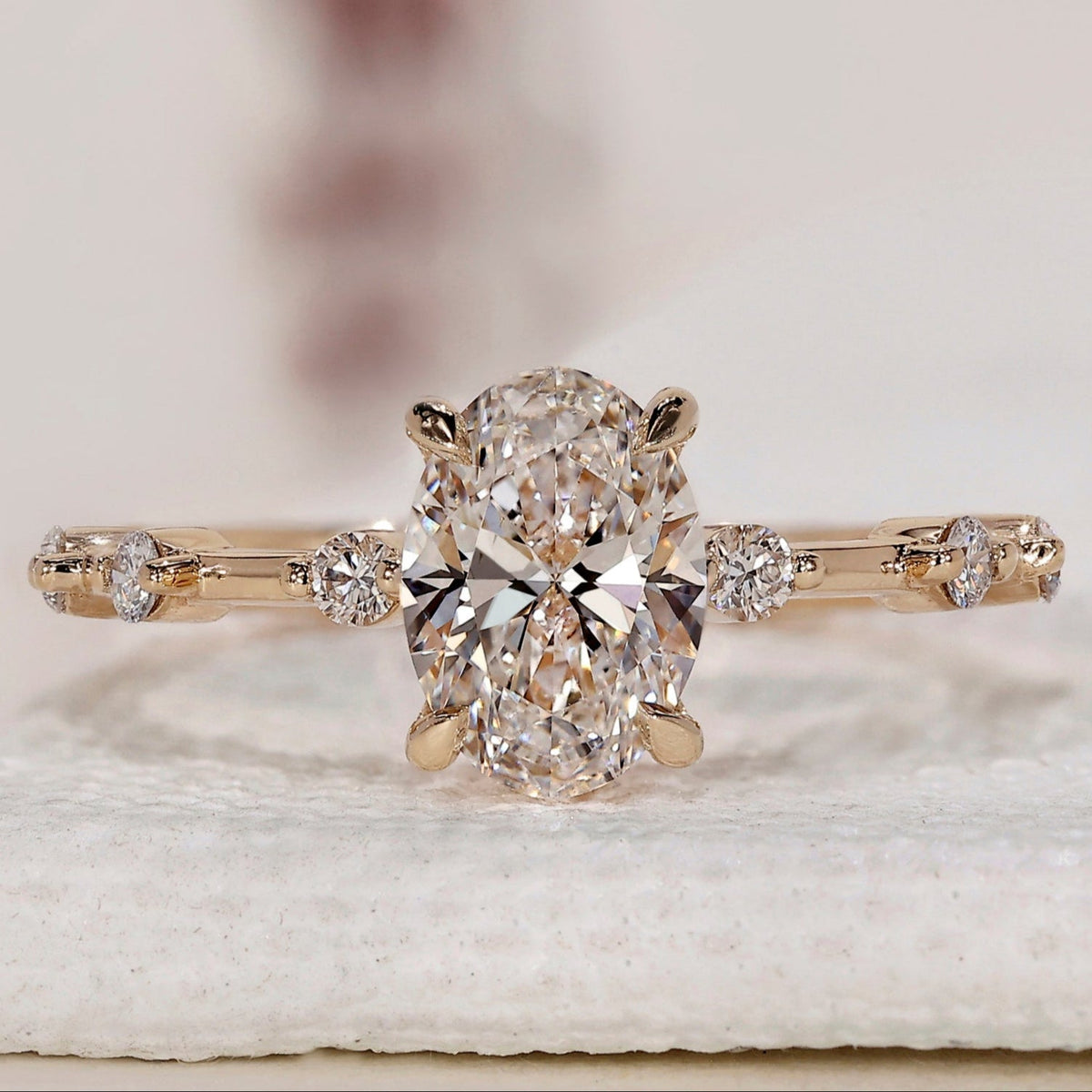 Oval Cut Diamond Ring - Distance Pave