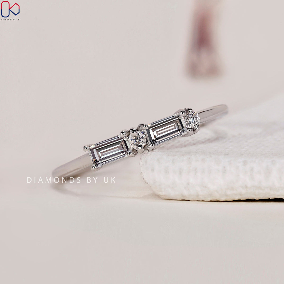 Morse Code Baguette And Round Diamond Band