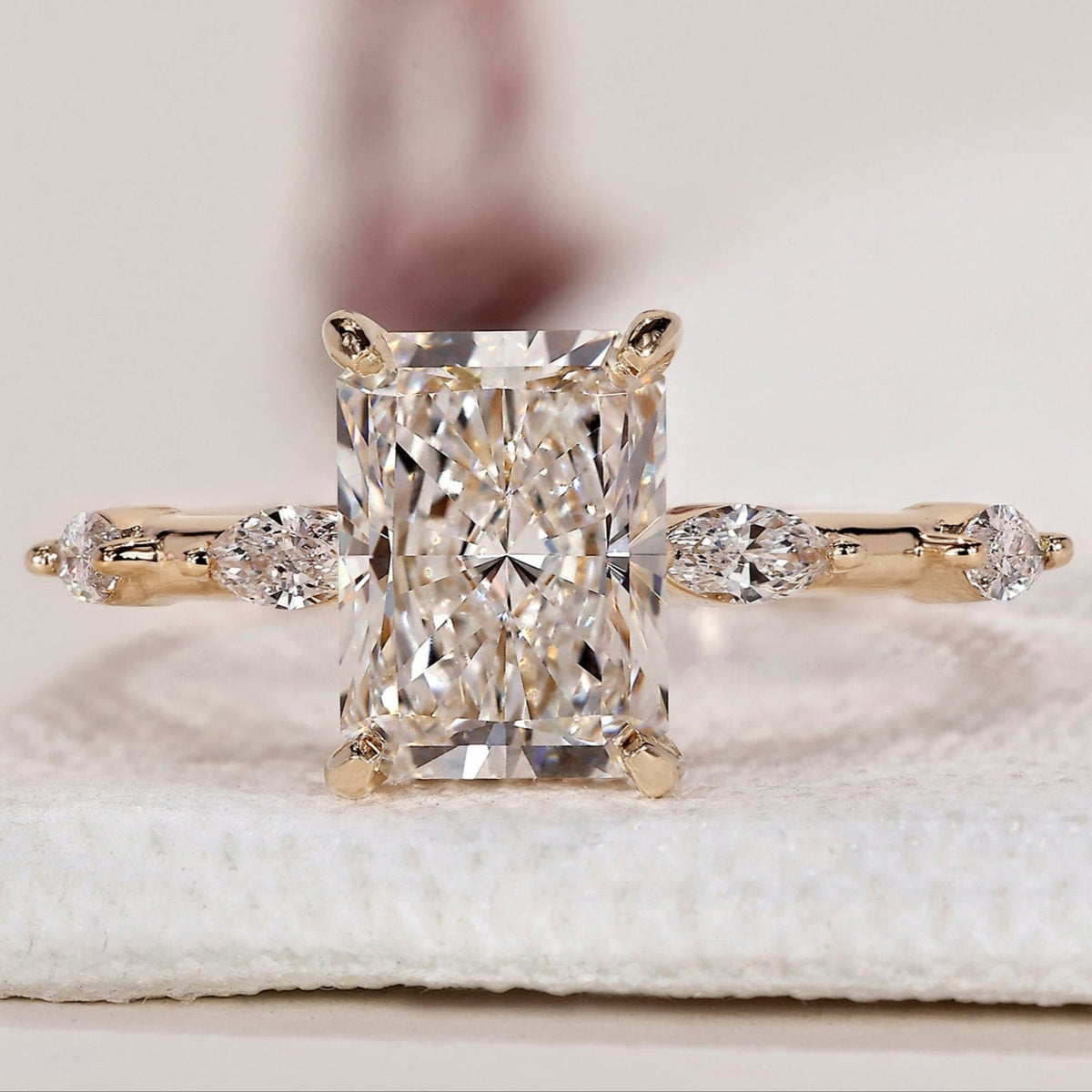 Radiant Cut Engagement Ring - Hidden Halo