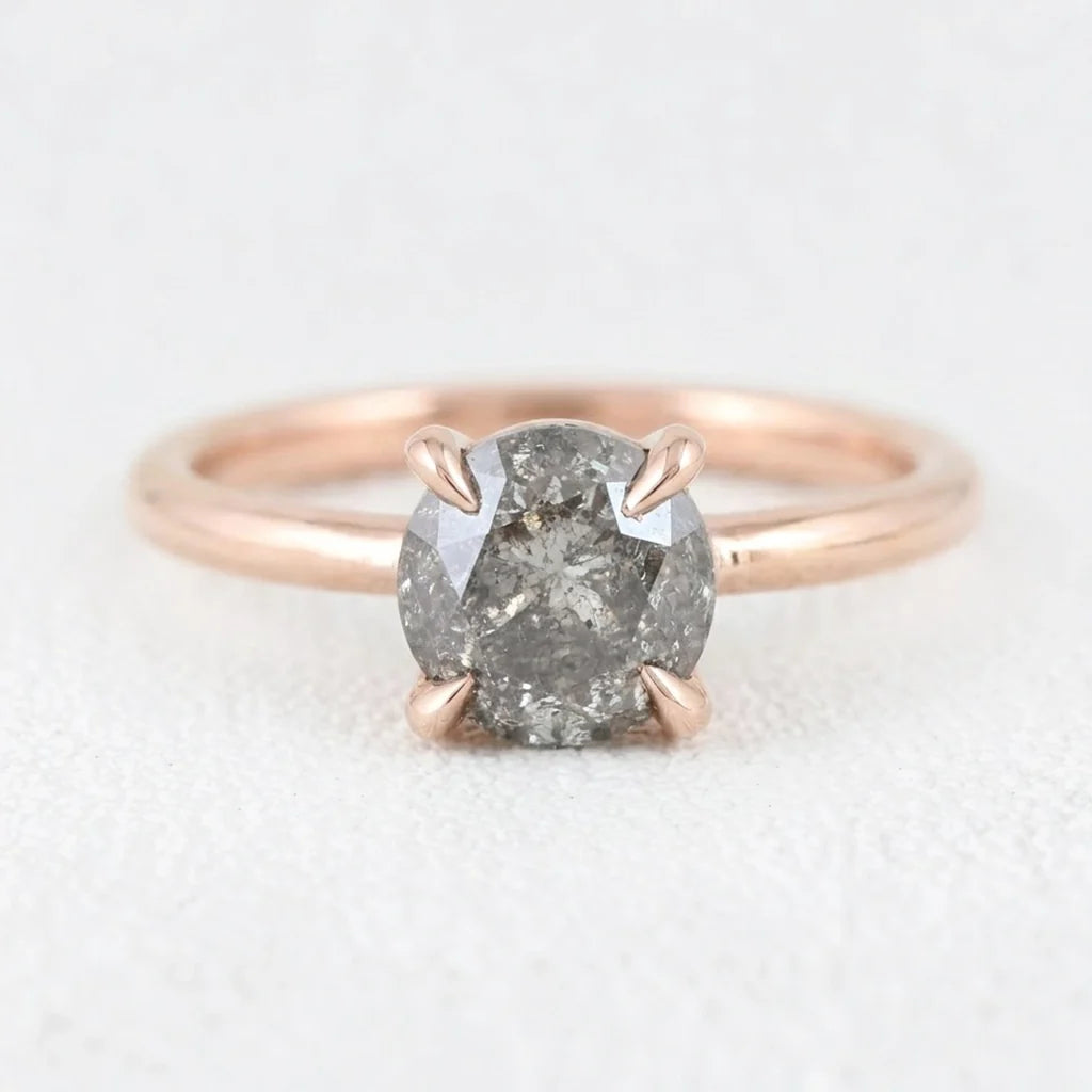Astrid’s Stardust | 1.5CT Round Salt & Pepper Diamond Solitaire Engagement Ring