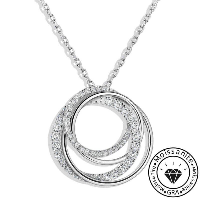Timeless 925 Sterling Silver Infinity Circle Moissanite Necklace In Sterling Sliver