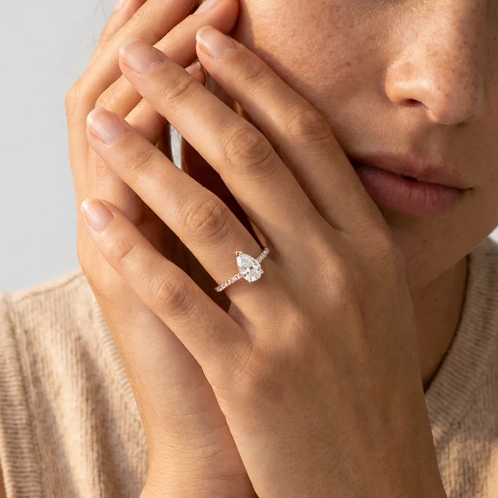 Grace’s Solitaire | 1.7CT Pear Cut Lab Diamond Engagement Ring