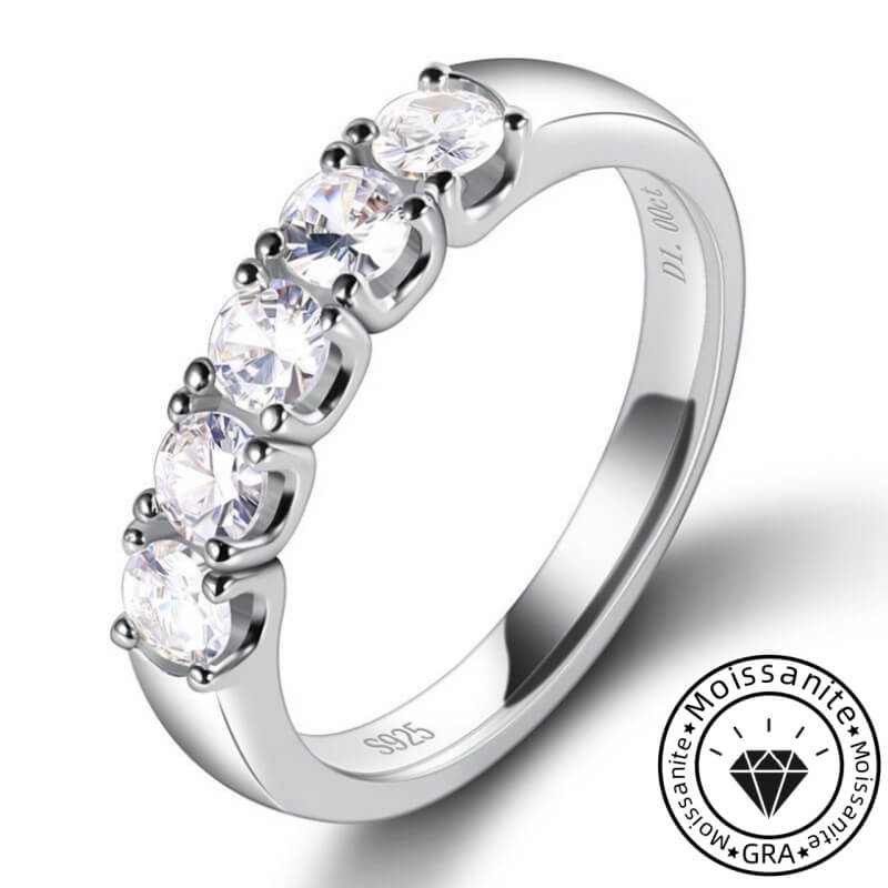 Round Cut White Gold Plated 925 Sterling Silver Moissanite Wedding Ring
