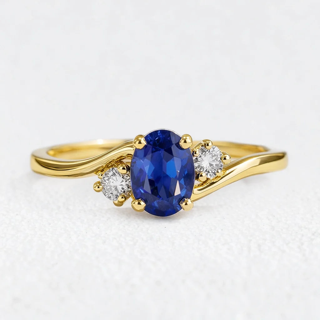 Luna's Curve | Blue Sapphire Vintage Engagement Ring