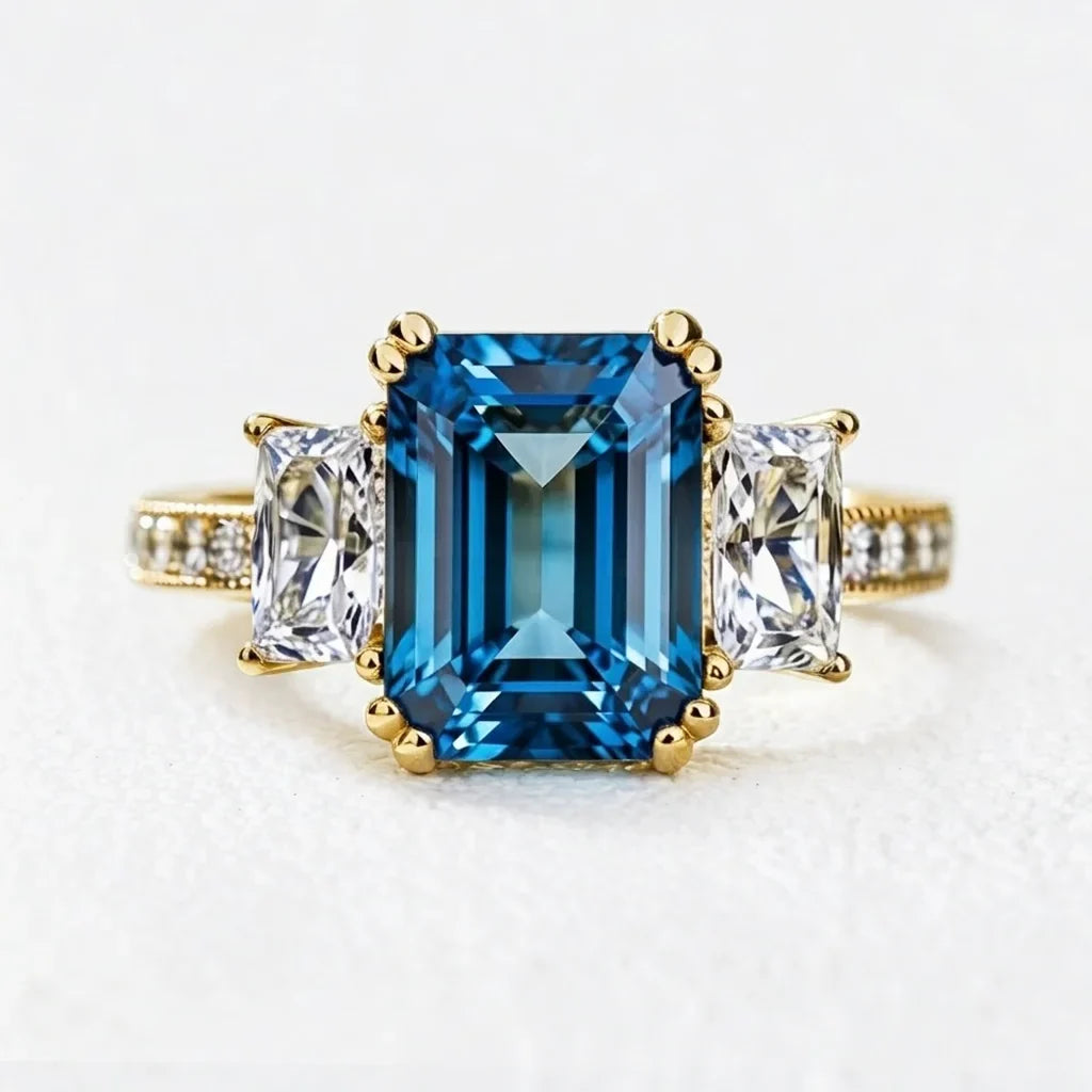 Cleo’s Legacy | 3CT Royal Blue Baguette Sapphire Engagement Ring