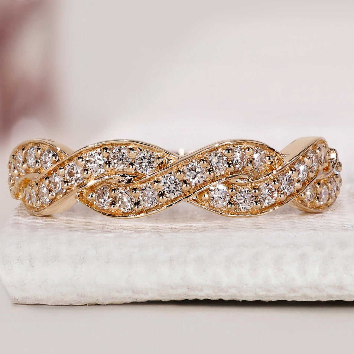 Round Diamond Half Eternity Band In Yellow Gold