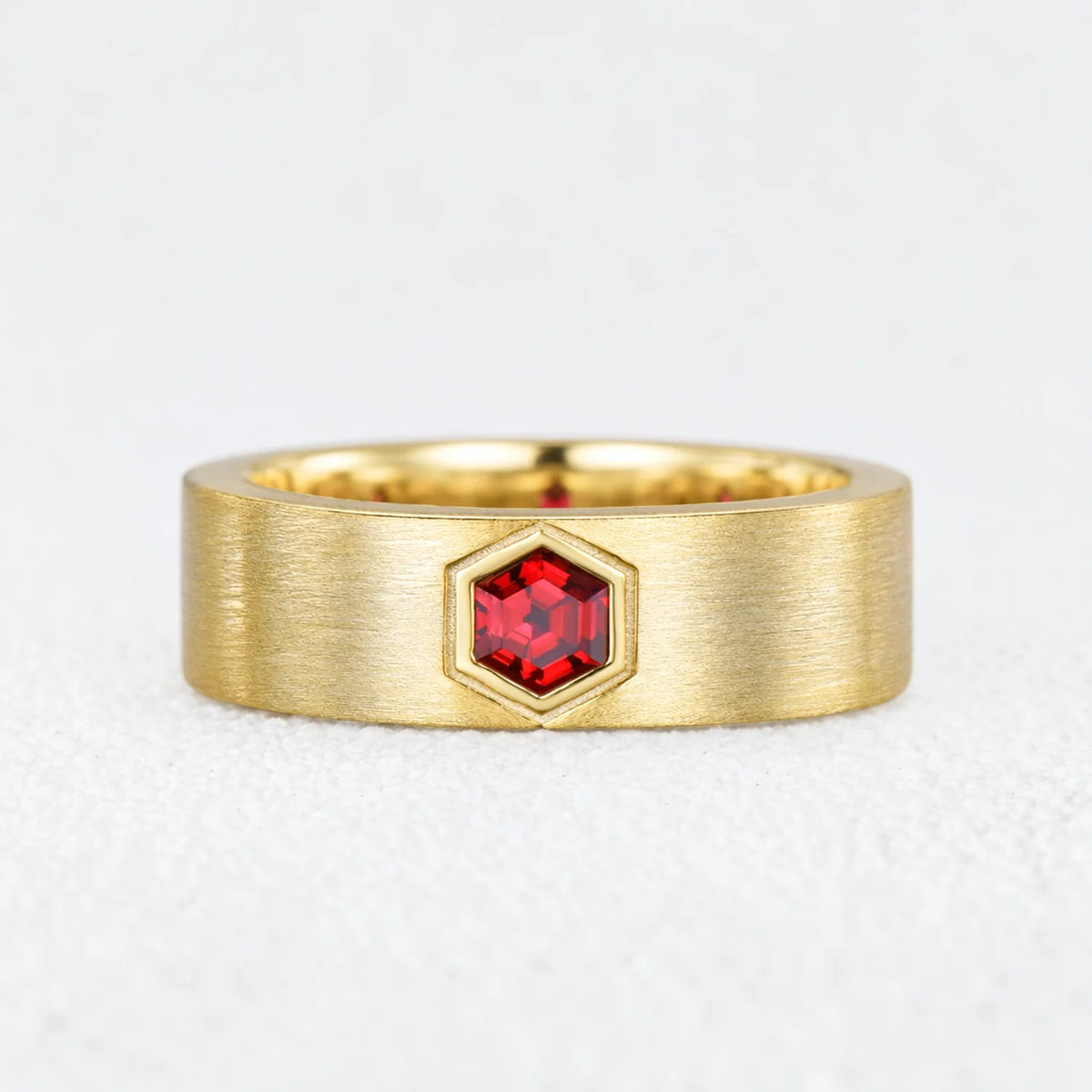 Alexander‘s Aegis | Hexagon Ruby Brushed Men’s Band