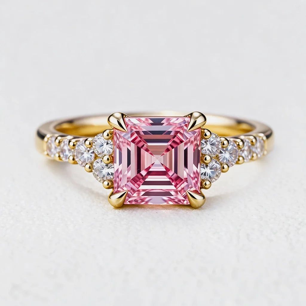 Selene’s Luster | Asscher Cut Pink Sapphire Engagement Ring