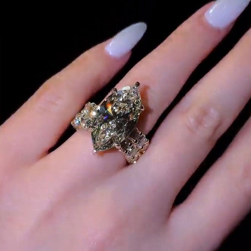 3PC Oval Cut Ring Set With Marquise Cut Band
