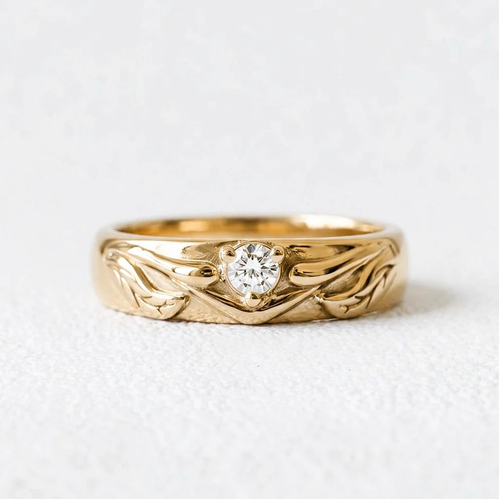 Ivy’s Spark | Diamond Leaf Wedding Band