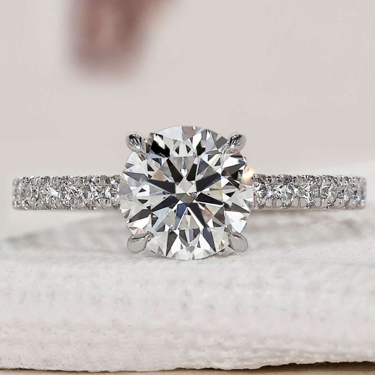 Round Diamond Hidden Halo Ring In White gold