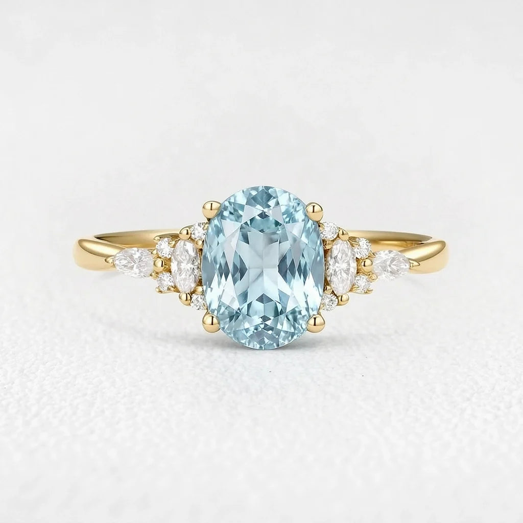 Celine’s Azure | 1.5CT Classic Oval Aquamarine Engagement Ring
