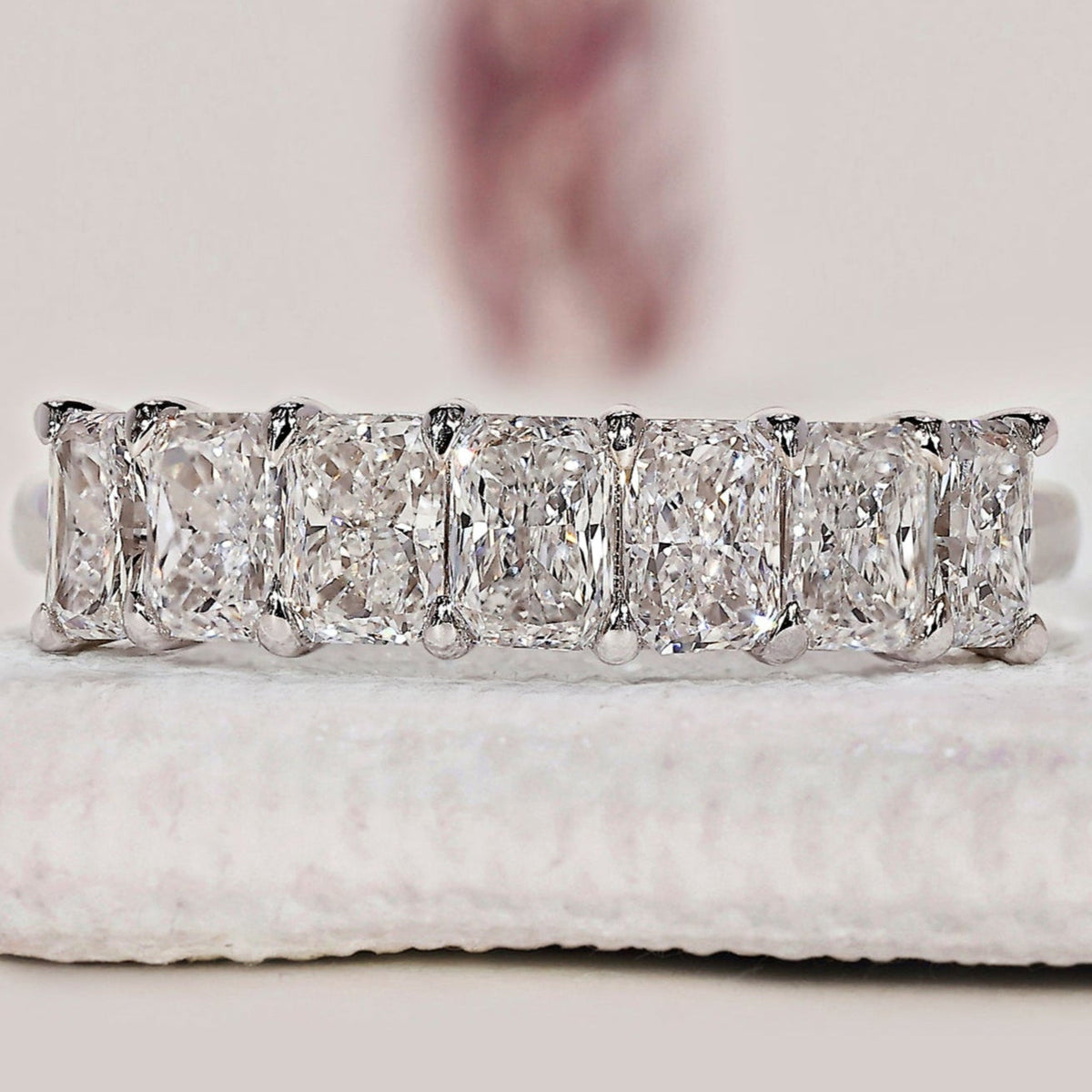 Radiant Cut Diamond Band In White Gold