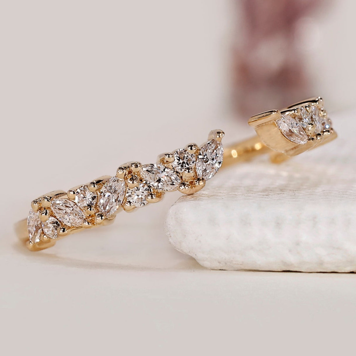 Open Gap Wedding Band In Marquise And Round Diamond