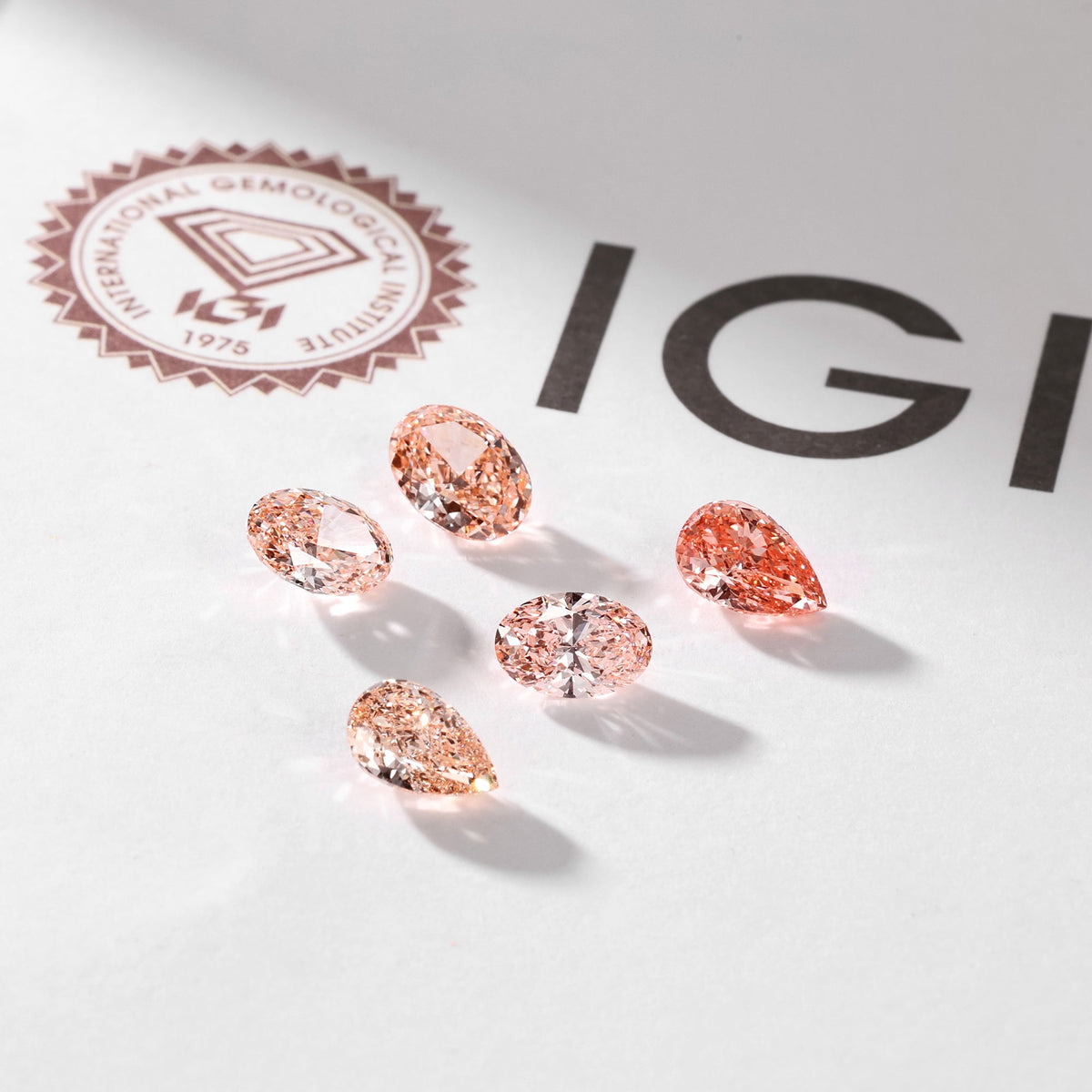 Crescent Moon | Pear Shaped Art Deco Lab Pink Diamond Engagement Ring Set 2pcs