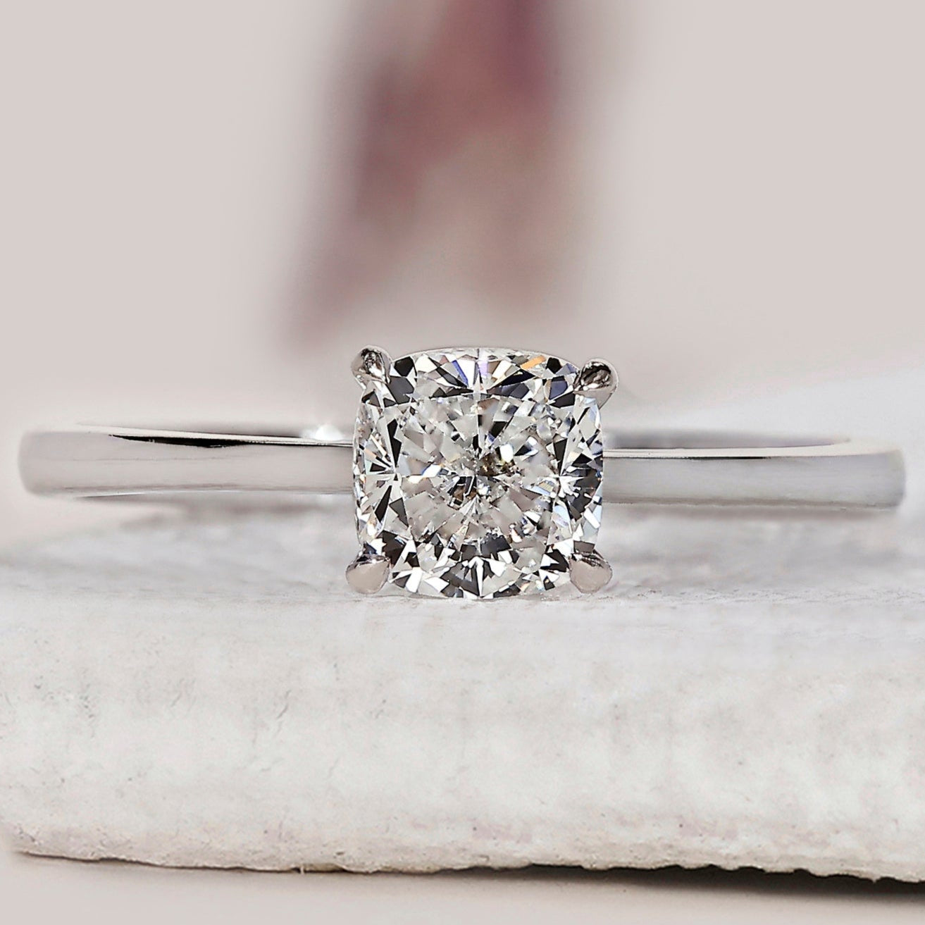Cushion Diamond Solitaire Engagement Ring