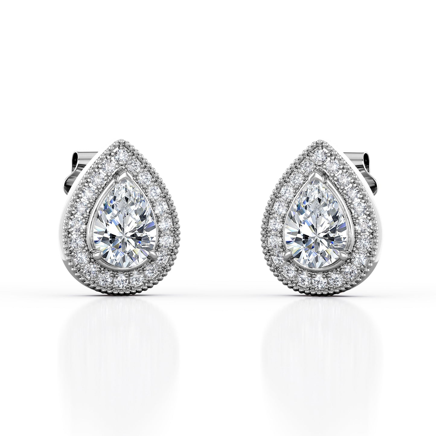 Milgrain Set Moissanite and Diamond Stud Earrings