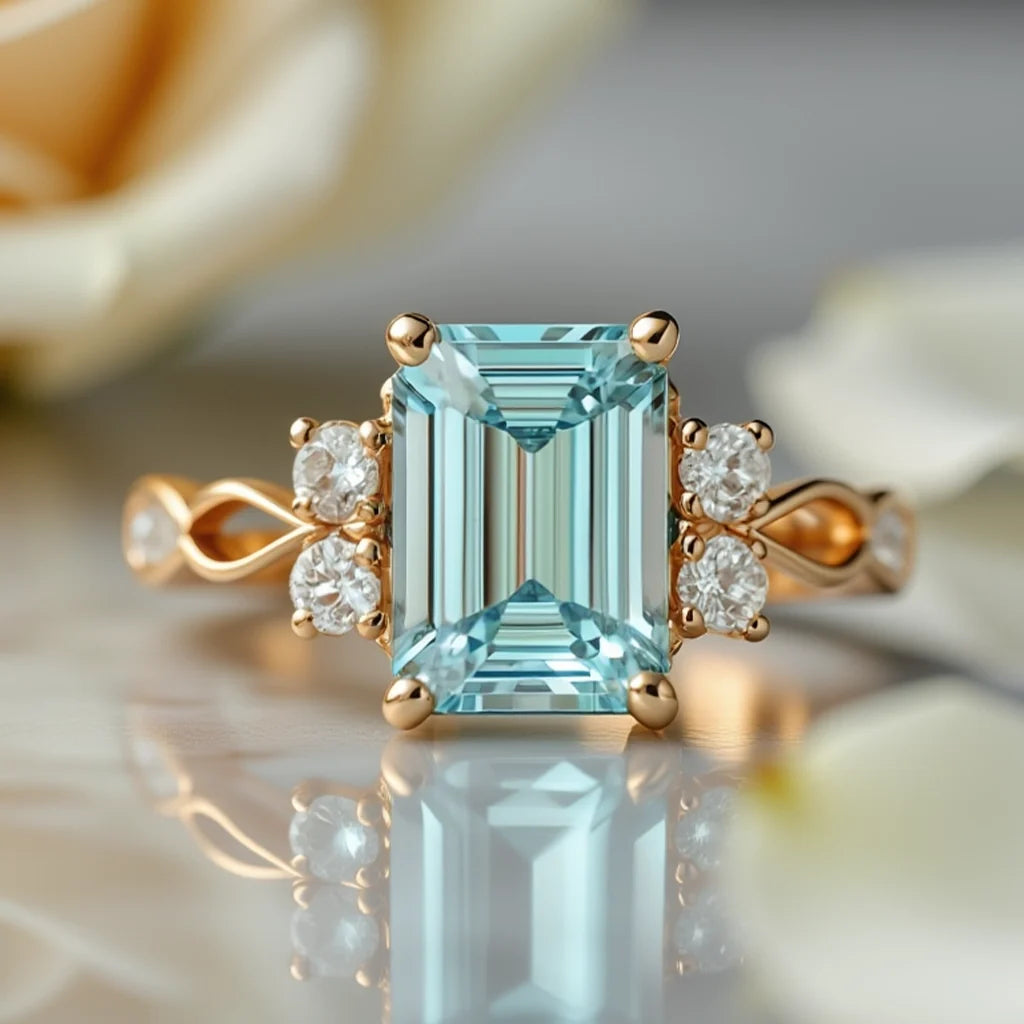 Elara‘s Luminance | 1CT Emerald Cut Diamond Engagement Ring