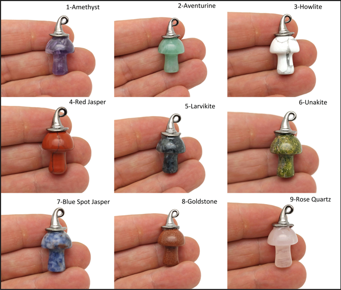 Halloween Hat Gemstone Mushroom - Gemstone Pendant - 25mm - MIX