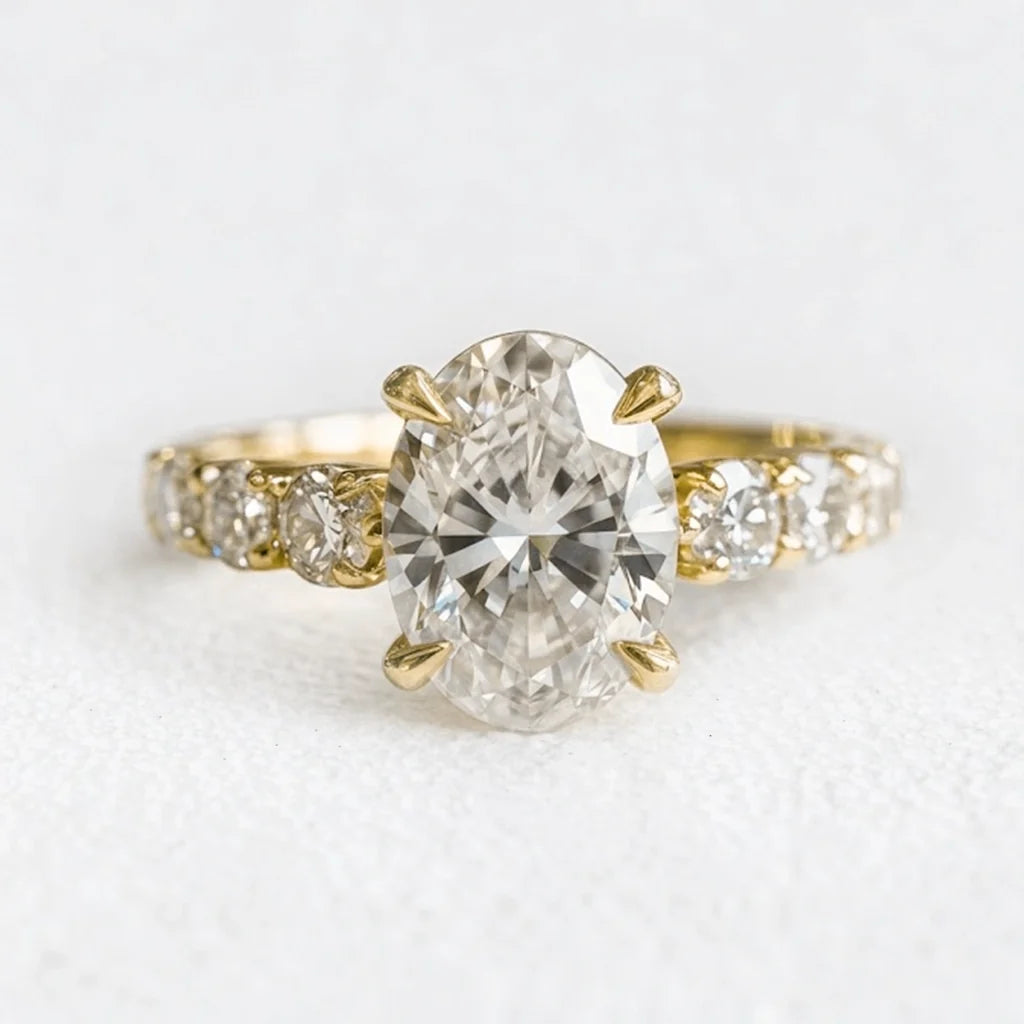 Astra’s Promise | 3CT Oval Diamond Pavé Solitaire Engagement Ring