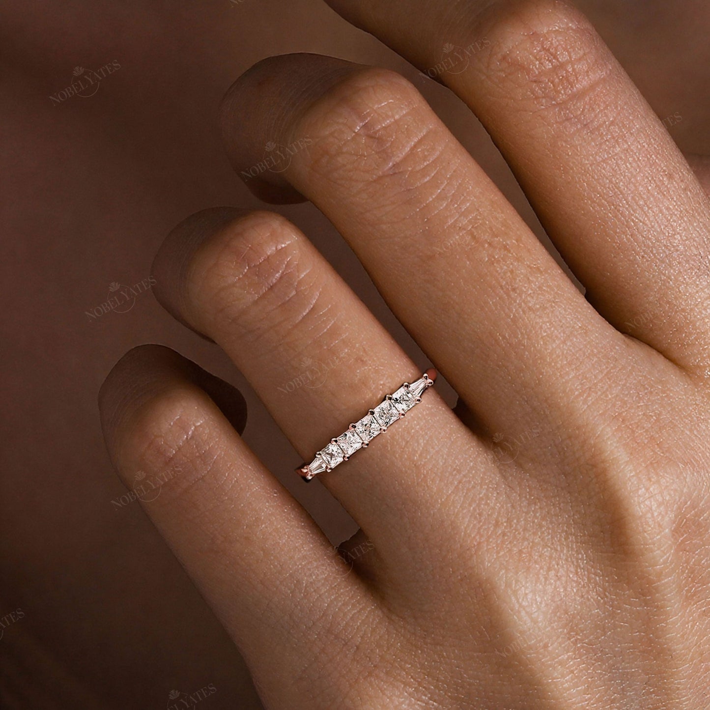 Tapered Baguette & Princess Cut Lab Diamond Wedding Band