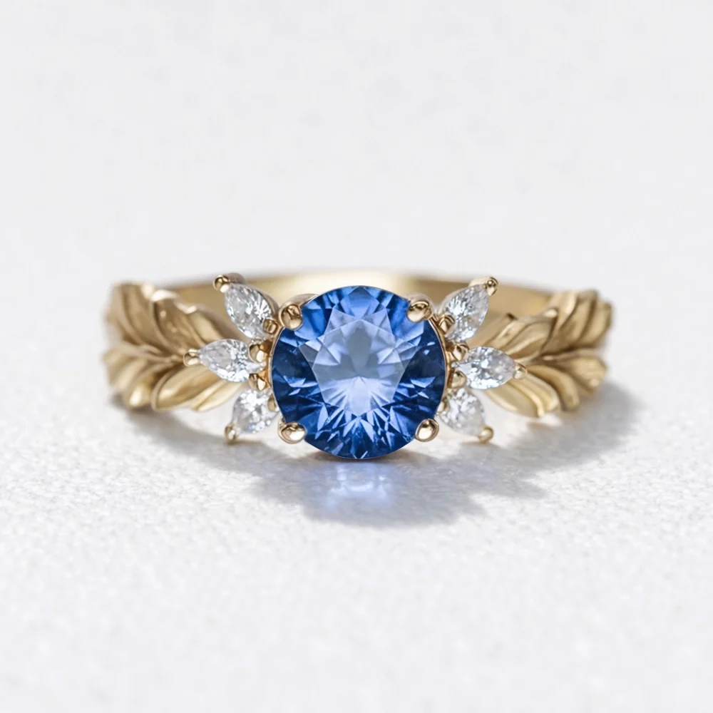 Stella‘s Folio | Blue Sapphire & Diamond Vine Engagement Ring
