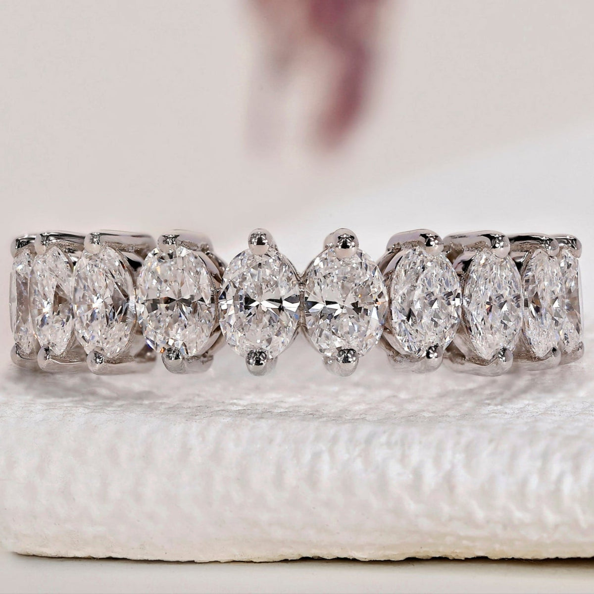 Oval Wedding Band – Half Eternity