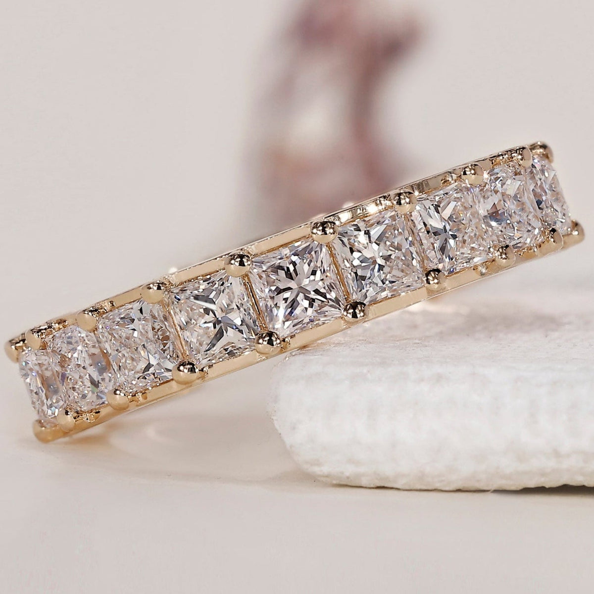 Princess Cut Eternity Band – Half Eternity Style