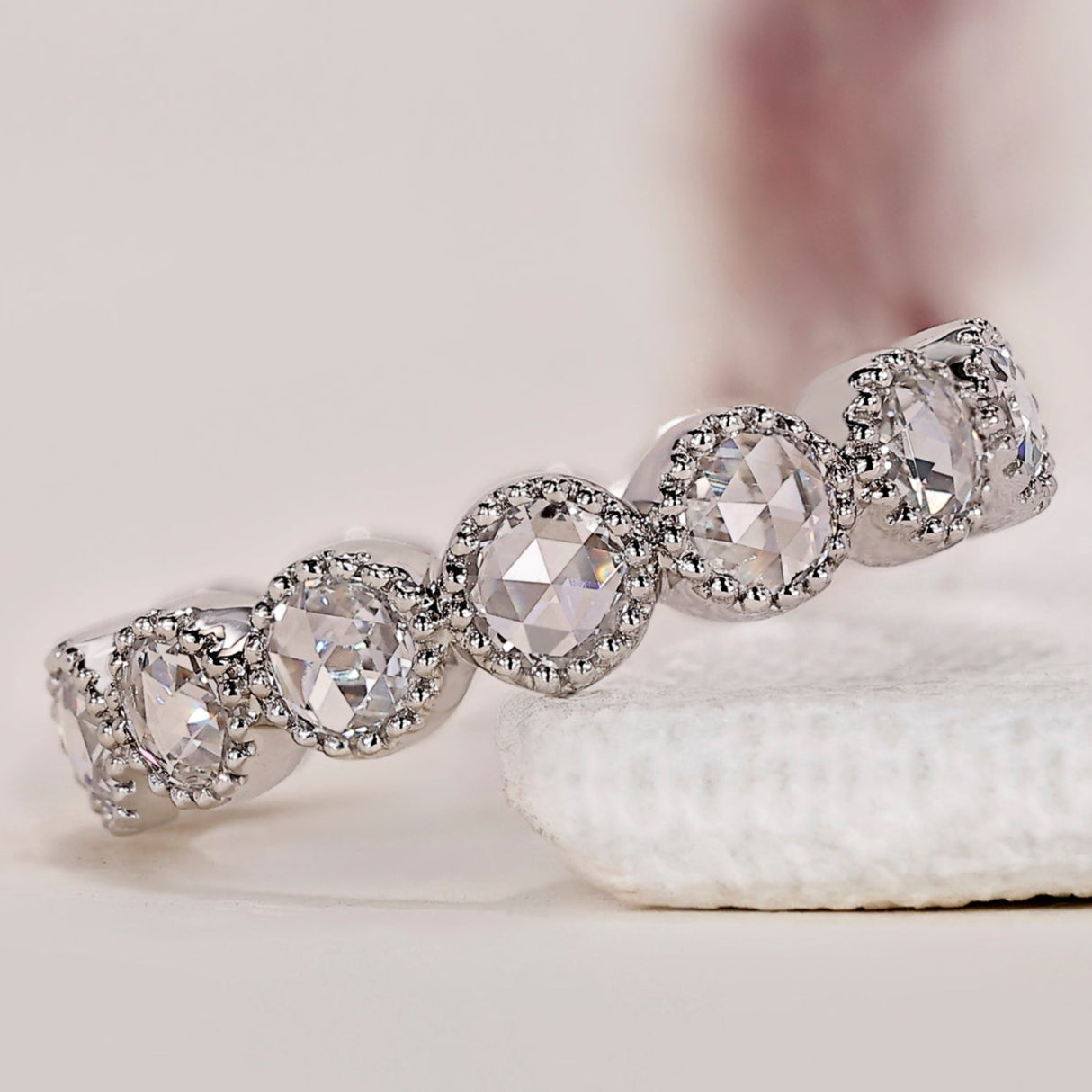Milgrain Bezel Full Eternity Band In White Gold