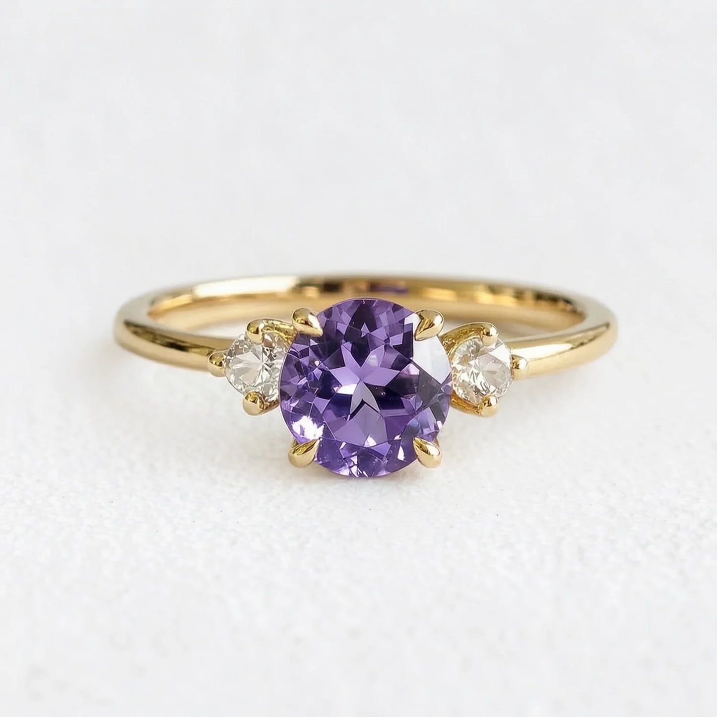 Velvet Twilight | Three-Stone Tanzanite & Moissanite Ring