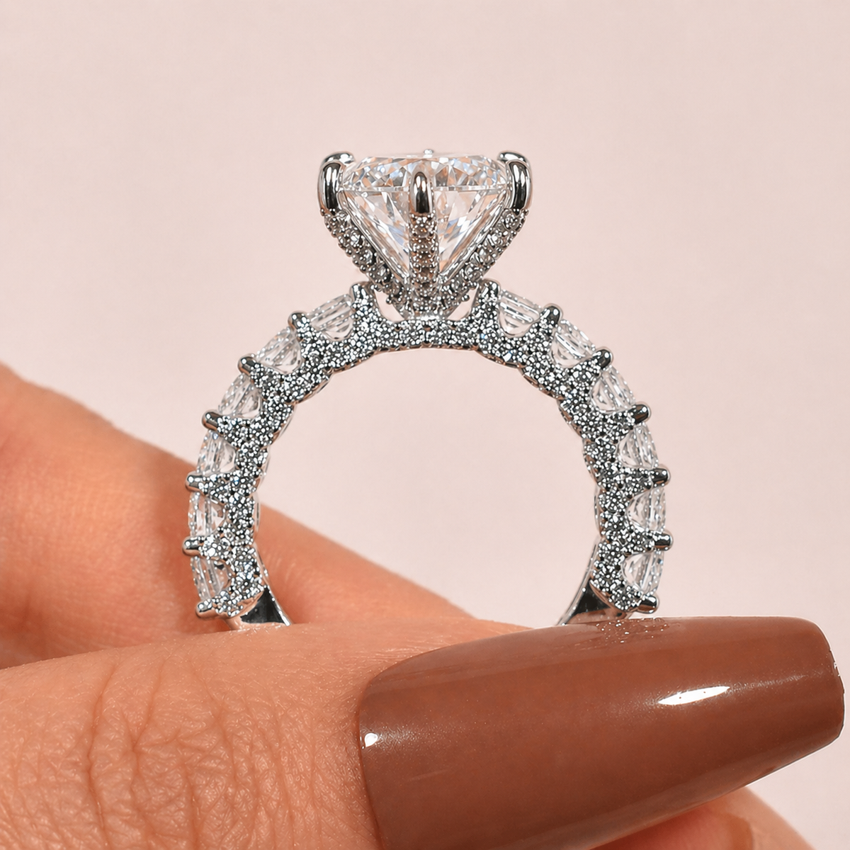 Gorgeous Pave Round Cut 3.0ct Engagement Ring In Sterling Silver